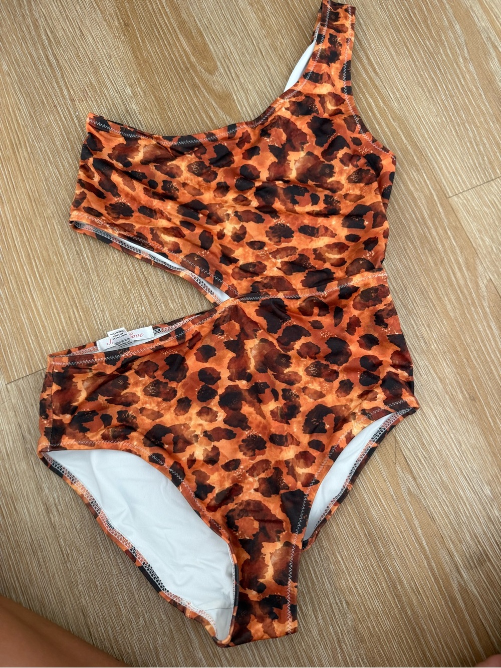 Stella Cove Orange and Black Leopard One-Shoulder Swimsuit